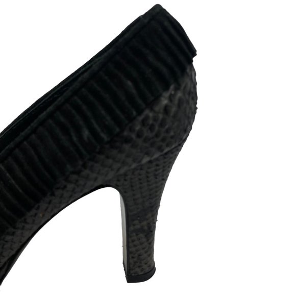 ISABELLA FIORE Gray Python Embossed Leather Peep Toe‎ Heels - Picture 9 of 11